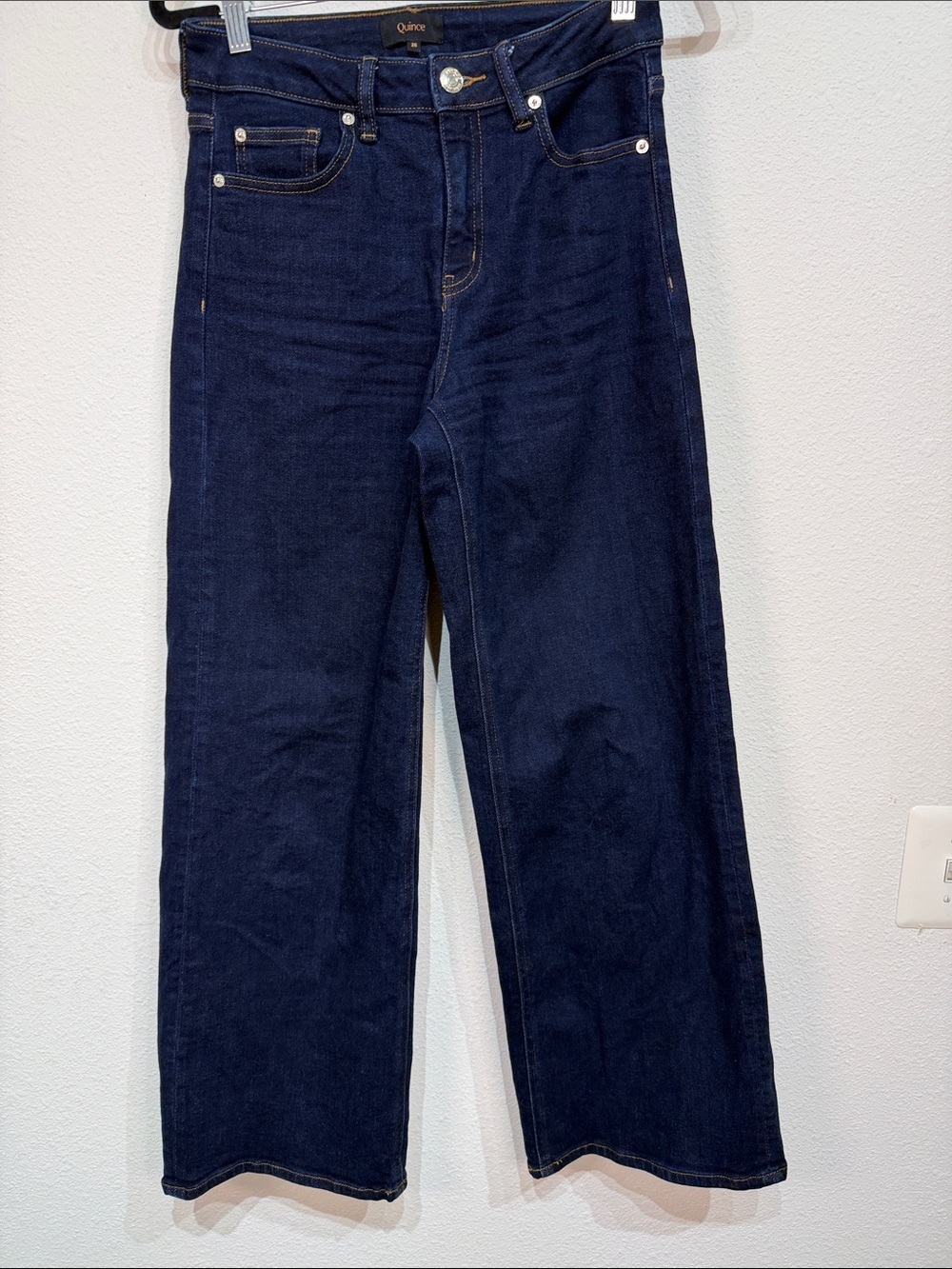 Quince Bella Stretch Wide Leg Jeans Organic Cotton Dark Wash Size 26 - Picture 2 of 8